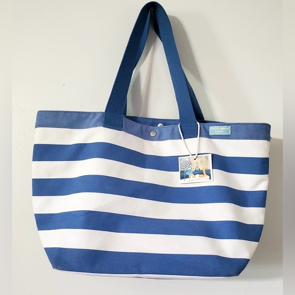 Dolce & Gabbana Navy and White Striped Tote